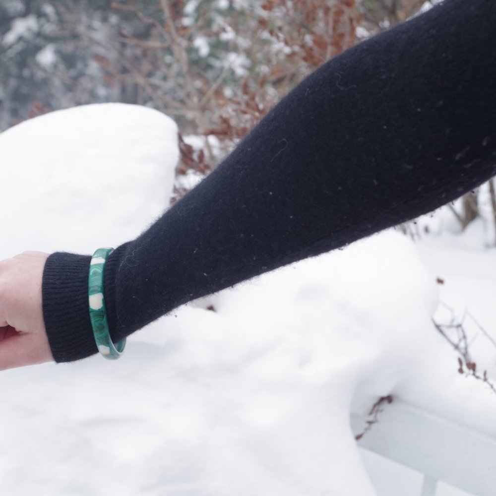 Malachite Craved Stone Vintage Bangle